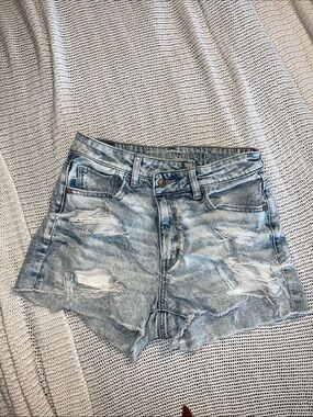 American Eagle Outfitters Light Blue Distressed Denim Cutoff Shorts